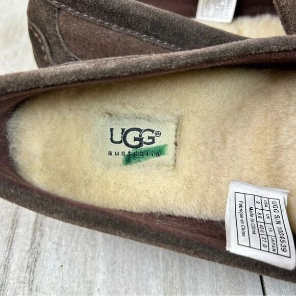 UGG Alder Espresso Brown Suede Leather Slip On Loafer Slipper Shoes Mens Size 9 - Picture 10 of 10